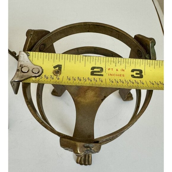 2 Vintage Stand Display Brass Footed Holder Vase Plant Pot Orb Bowl Small Decor - Picture 8 of 9